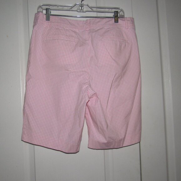 Talbots Perfect Short Size 10 Pink Gingham Bermuda Shorts Cotton Stretch - Picture 3 of 6